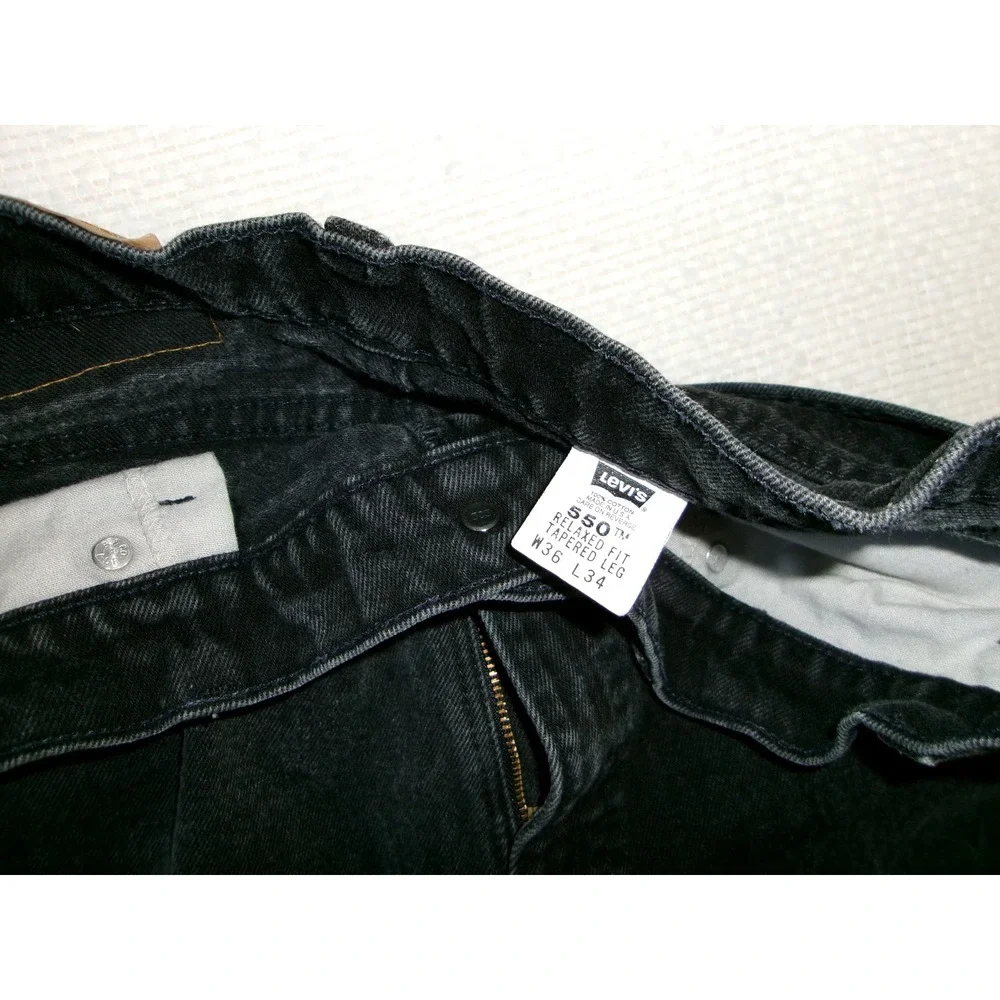 Levis‎ 550 Relaxed Fit Tapered Leg Black Orange Tab Jeans Mens 36x34 Made in USA